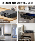 Heavy Duty Under Desk Gun Safe With Top Notch Biometric Finger Vein Lock For Dual Pistol Quick Grab displayed in various setups.