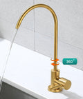 NYTFHMS Drinking Water Filter Taps Kitchen Sink, Purifier Faucet, Stainless Steel Gold 1/4 with 360-degree rotation.