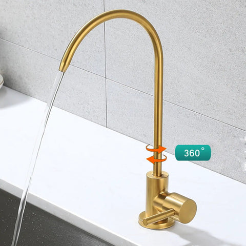 NYTFHMS Drinking Water Filter Taps Kitchen Sink, Purifier Faucet, Stainless Steel Gold 1/4 with 360-degree rotation.