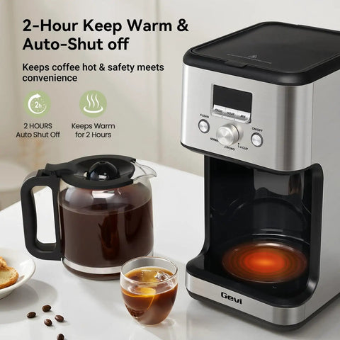 14-Cup Programmable Drip Coffee Maker With Normal And Strong Brew For Home Or Office, Glass Carafe, 2-Hour Keep Warm