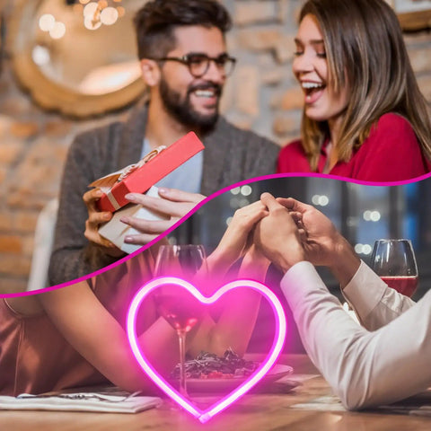 Pink Heart Neon Sign With Battery Or USB Power For A Romantic Mood And Cozy Vibes LED Heart Lights Great For Valentines Day Decor
