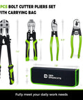 4 Piece Bolt Cutter Set With 14 Inch Heavy Duty Bolt Cutter, 8 Inch Mini Bolt Cutter, 8 Inch Wire Cable Cutter, and Carrying Bag