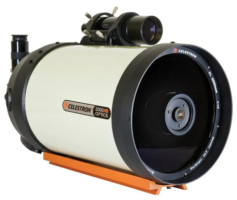 8 Inch EdgeHD Schmidt Cassegrain Telescope With Starbright XLT Coatings, side view showing black and white exterior with lens