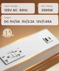 9 Inch Under Cabinet Power Strip With GFCI Outlet USB A USB C Angled Trapezoid Aluminum Housing 20 Amp ETL Listed Modular Extension System