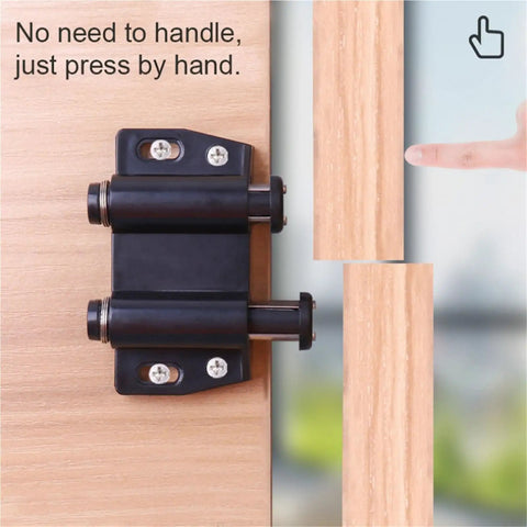 4 Pack Magnetic Cabinet Latches With Double Round Head Touch Catch Push To Open mechanism on wooden cabinet