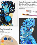 Metallic Acrylic Paint Set 12x60ml Professional Quality With 3 Free Brushes And 1 Scraper Non Fading Multi Surface Paints For Beginners And Pros Vibrant Metallic Colors For Arts And Crafts showcasing vibrant bird painting.