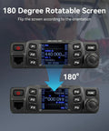 Dual Band Ham Radio for Mobile Base Station With Rotatable LCD Display Chirp Compatible showing 180-degree screen rotation