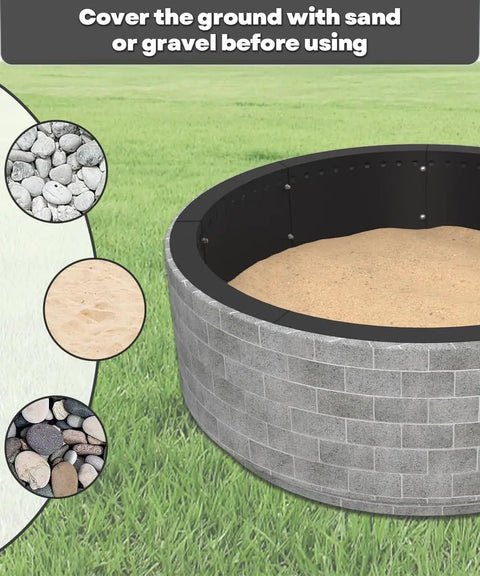 39 Inch Smokeless Fire Pit Ring Insert For Outdoor Use Heavy Duty Metal Rim Liner Round Campfire Ring With Ventilation Holes