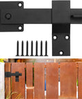 16 Piece Iron Gate Latch And Heavy Duty Fence Lock With Gravity Bolt Design, black latch set with mounting screws for fence installation.
