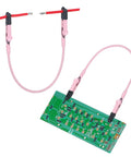 2 Pack Soldering Helping Hands Clamps with Flexible Gooseneck Arms and Dual Alligator Clips holding PCB