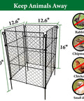 4 Pack Plant Protectors From Animals, DIY Garden Cages With 1 Inch Mesh For Vegetables, Shrubs And New Plants, Chicken Wire Barrier Keeps Rabbits And Chipmunks Out, 16 Panels, Easy Assembly image showing chicken wire cage dimensions 12.6 inches long, 20 inches high.