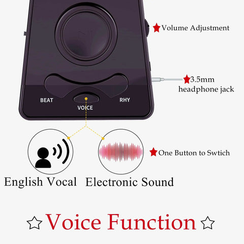 Digital Metronome For Piano Guitar Violin Ukulele Cello Flute With LED Display rotary tempo knob featuring voice function.