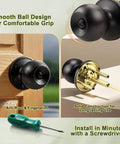 Keyless Privacy Door Knobs Oil Rubbed Bronze Vintage Round Ball Style for Bathroom and Bedroom with screwdriver install