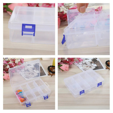 Portable Tool Box Organizer For Small Parts, Durable Plastic Storage Box With Detachable Partitions, Stackable Hardware Storage Boxes, Compact Carry Case For Home Garage, DIY Projects And Workshop Organization, 20×13.5×4.7 cm transparent 8-grid box