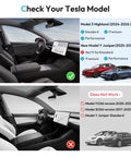 Tesla Center Console Organizer Tray compatibility chart for Model 3 Highland 2024-2026 and Model Y Juniper 2025-2026