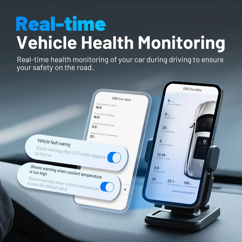 AI Assisted Wireless OBD2 Scanner For iPhone And Android All System Diagnostic Tool With Free Updates No Subscriptions display