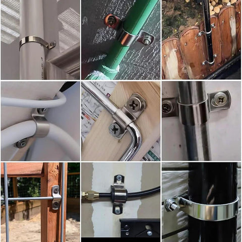 FamlTol stainless steel conduit clamps, 1/4 in (6 mm) OD, 2-hole U-brackets for cylindrical pipes, 20 pcs