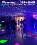 Ultra Bright Dope 100W LED Blacklight Bar Two Pack IP66 Waterproof Flood Lights illuminating a vibrant party scene
