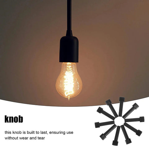 Upgrade Your Home Lighting Game With These 10 Pc Black Lamp Switch Knobs For Floor And Table Lamps Featuring Fine Tuning Control Easy Install Plastic Handles That Make Dimming And Adjusting Brightness Total Vibe, black plastic knobs shown with hanging bulb