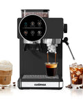 Home Espresso Machine With Grinder And Milk Frother 20 Bar Pressure Barista Quality Espresso Coffee Maker in black with drink samples