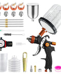 Top Shelf Hvp Spray Gun Kit Featuring Heavy Duty Aluminum And Disposable Cups With Multiple Precision Nozzles for paint projects.
