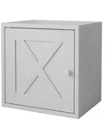 Stackable Cube Storage Organizer For Home And Office DIY Modular Shelving Cubes in white washed finish with door detail