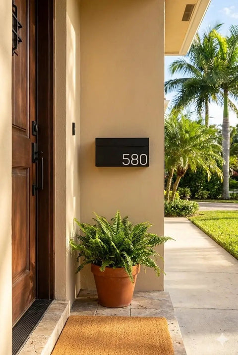 Modern Wall Mounted Mailbox Black for Home Outdoor Use with Rust Resistant Steel Build Sleek Mailbox on House Wall