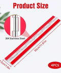 Built Rugged 4 Piece Self Adhesive Acrylic Piano Hinge Set Continuous Door Clip Heavy Duty Cabinet Hardware showcasing product size and 304 stainless steel detail.