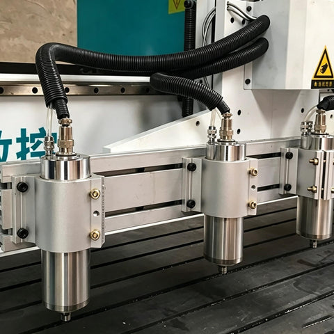 Beefy Aluminum CNC Spindle Mount Bracket With Slick Quick Swap Universal 65Mm Or 80Mm Dual Bore Interface for router setup.