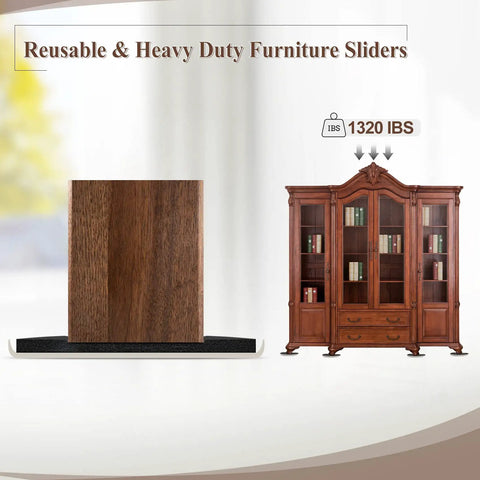 Heavy Duty Furniture Sliders For Carpet And Hardwood Floors large glide pad beside a wooden cabinet, designed for moving heavy furniture.