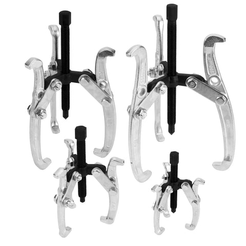 Beefy Built Tough Gear Puller Set 3 Jaw 4 Piece With 3 4 6 And 8 Inch Reversible Pullers For Auto Repair And Vehicle Maintenance