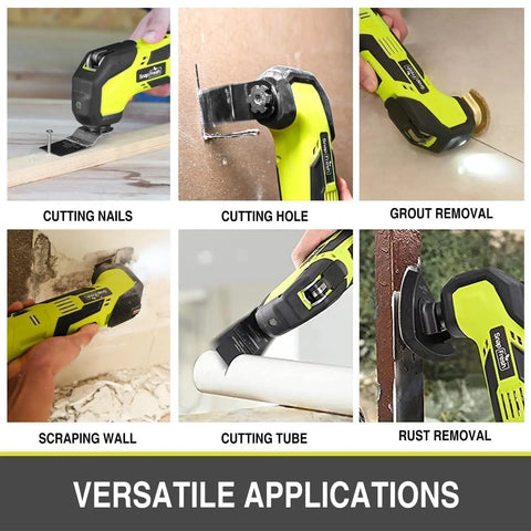 Cordless Oscillating Multi Tool Kit 20V With 6 Speeds Quick Lock Attachments 24 Accessories Battery And Fast Charger Included Ideal For Cutting Sanding Scraping 3.2 Degree Oscillation For Faster DIY Jobs