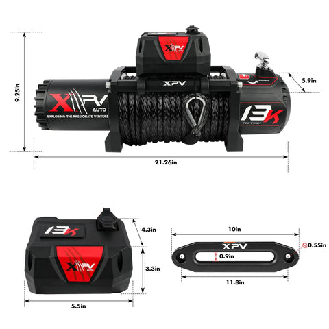 Beefy 13000Lb Synthetic Rope Electric Winch For 4x4 Off Road Trucks And SUVs Waterproof With DK Series Dark Knight Gear
