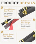 Two Pack Self Adhesive Door Pull Handles Black For Cabinets 127mm Long Easy Peel And Stick Mount No Screw Adhesive Cabinet Pulls Sturdy Backing Great For Cabinets Drawers Closets, stainless steel
