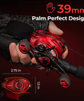 Hand holding Royale Legend Glory Baitcasting Reel With 8.0 To 1 Gear Ratio Right Handed Game Changing Magnetic Halo XII Braking
