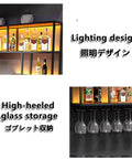 Rustic Industrial Led Wall Mounted Metal Wine Bar Dope Three Tier Bottle Storage Rack For Kitchen And Living Room Decor with illuminated shelves.