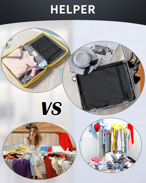 Waterproof Wet Bags Three Pack For Diapers Beach Pool Gym Swimsuits showing organized suitcase versus messy room comparison