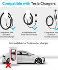 Tesla To J1772 Charging Adapter 60 Amp Plug And Play Ev Converter Weatherproof Ip65 Level 2 Electric Vehicle Connector displayed with charger types.