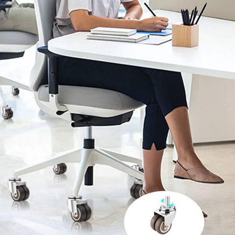 Heavy Duty Rubber Swivel Caster Wheels Set Of Five Silent Furniture Casters With M10 And M12 Threaded Stems 1.5 Inch smooth rolling office chair