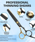 Pro Grade Hair Cutting Scissors Set 15 Pieces Stainless Steel Hairdressing Shears Kit ergonomic thinning shears detail