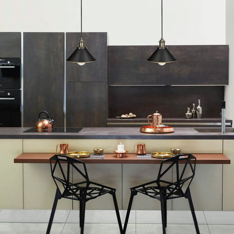 Plug In Pendant Light Dual Pack Farmhouse Chic Industrial Swag Lamp With 15Ft Cord Black Exterior White Interior Shade Retro Copper Accents