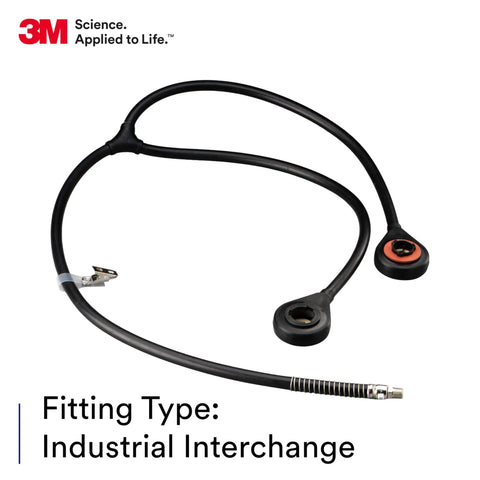 Dual Airline Back Mounted Breathing Tube For Supplied Air Respirator System SA 2600 37001 AAD Industrial Use Only Compatible With High And Low Pressure Back Mounted Kits, showing black tubing with industrial interchange fitting.