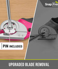 Cordless Electric Scissors For Quick Unpacking And Crafting, showing upgraded blade removal with included pin.