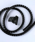 Black Spiral Cable Protector 8mm Diameter 1m Wire Organizer Wrap Kit With Clip Cable Casing Sleeves for Neat Tidy Wires