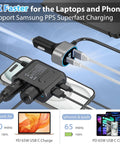 Dual Socket Cigarette Lighter Splitter Car Charger Pd 65w Usb C Port 300 Watt Outlet, charging electronics in car.