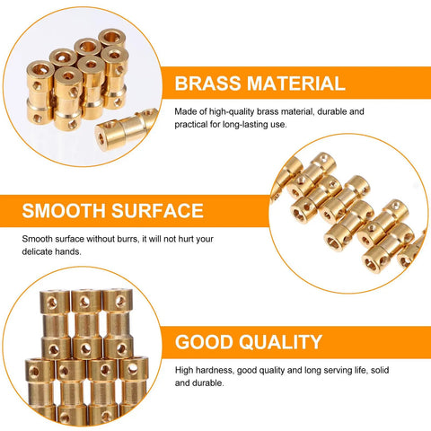 8PC Solid Brass Shaft Coupling Connectors For RC Model Motor Accessories close-up image highlighting brass material and smooth surface.