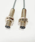 Ultra Compact Photoelectric Switch With Laser Beam, Through-Beam Reflective Optical Sensor, M12, 0-50M Range, NPN NO, 3-Wire DC12-24V, 650nm Laser, Tiny Footprint, 5ms Fast Response, pair