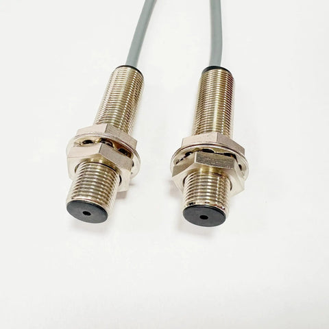 Ultra Compact Photoelectric Switch With Laser Beam, Through-Beam Reflective Optical Sensor, M12, 0-50M Range, NPN NO, 3-Wire DC12-24V, 650nm Laser, Tiny Footprint, 5ms Fast Response, pair