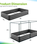 Galvanized Raised Garden Bed With Crop Cage Net Tent And Shade Cloth Kit For Outdoor Veggies And Fruits, 6x3x1 ft dimensions.