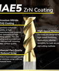 Close-up of SPEED TIGER carbide end mill with ZrN coating, square-nose, 1/4" diameter, 2-flute